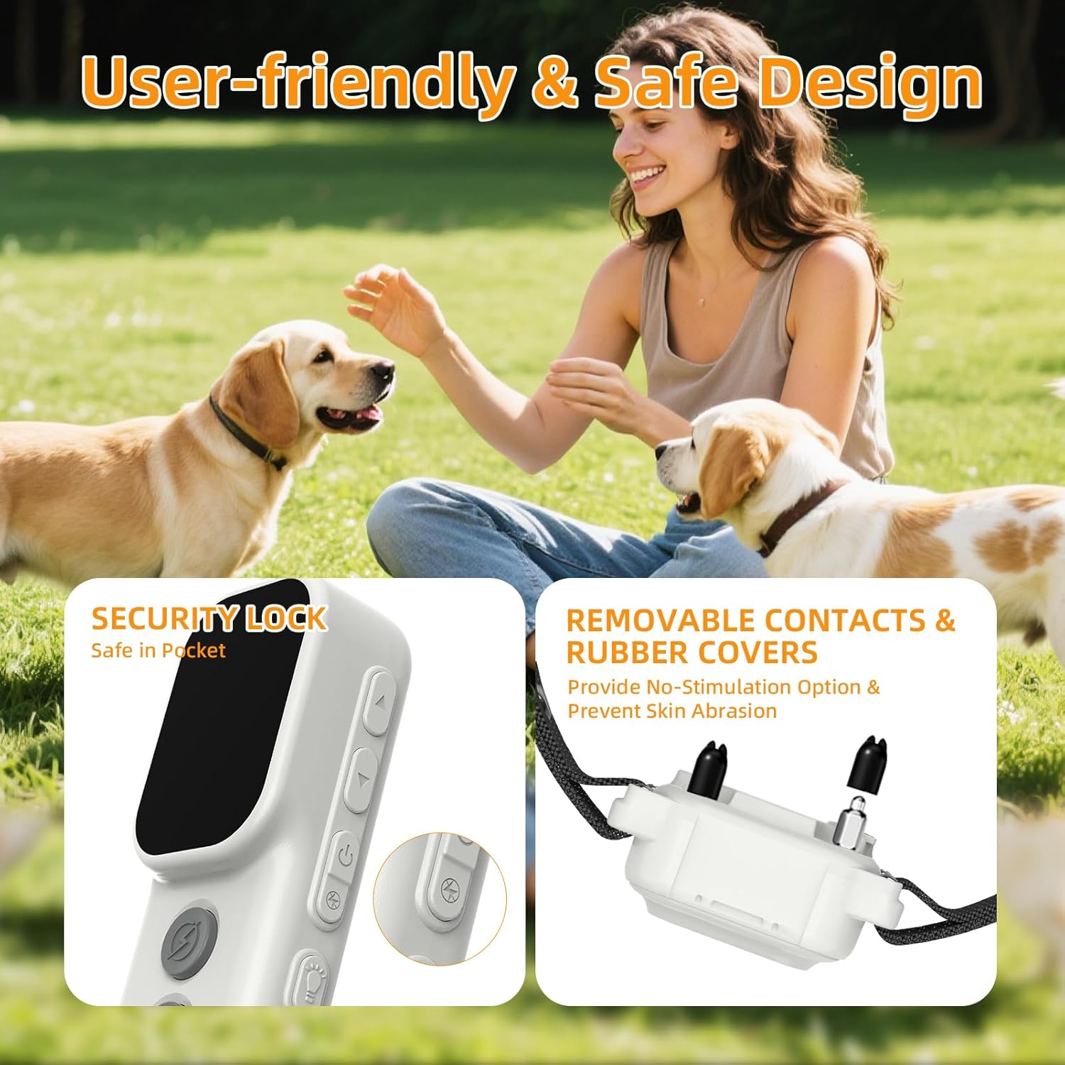 ETACCU Collar for Dogs,Waterproof Dog Training Collar with Remote Control,4 Training Modes：Beep, Vibration, Safe Static,LED,Rechargeable Adjustable for 5-150lbs Small Medium Large Dogs