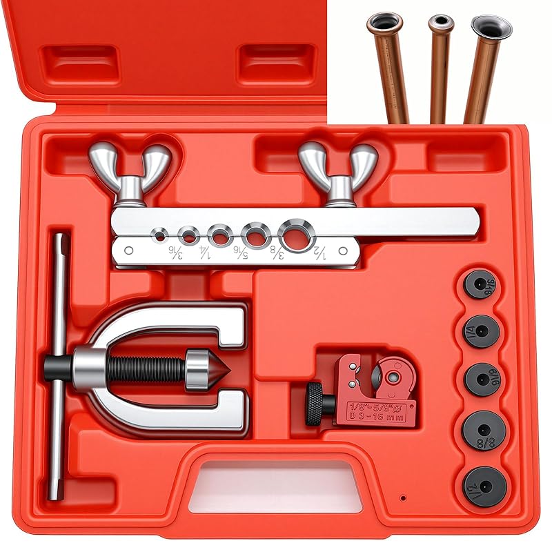 Kit de Ferramentas para Flangeamento de Tubos de Freio smseace 45° com Cortador e 5 Adaptadores
