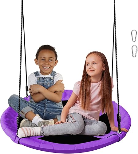 AB - Columpio de platillo para niños, columpio de árbol al aire libre de 40 pulgadas con capacidad de peso de 660 libras, tela Oxford impermeable