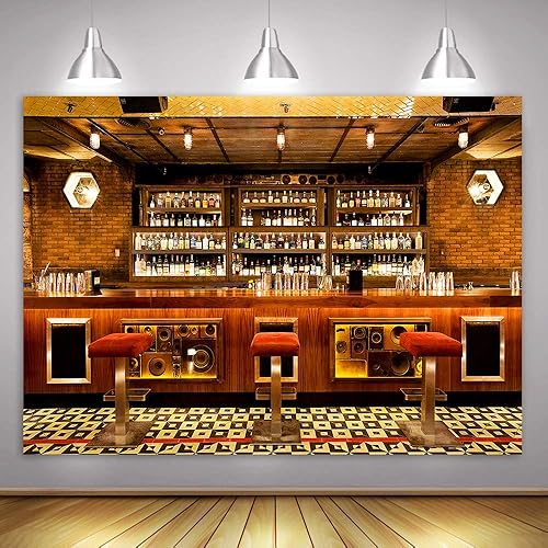 MTMETY Speakeasy - Telón de fondo de fotos de lujo para bar 7 x 5 pies botellas de vino con alcohol comedores cafeterías bebidas interior moderno