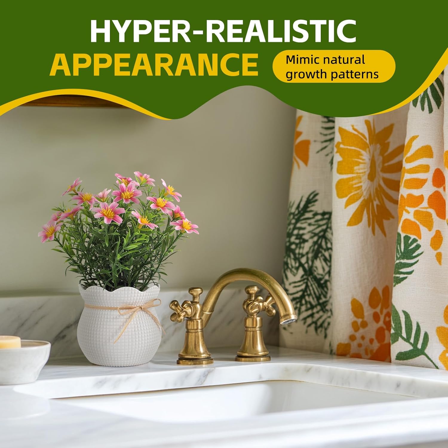 Artificial Daisy Flowers Potted Fake Plants Indoor Outdoor UV Resistant Faux Silk Bouquets All-Season Home Decor for Vase Table Desk Garden Party - Image 6