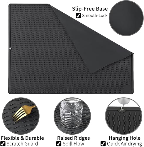 Miniatura 9 de Fundas de silicona negras para estufa eléctrica, 28 x 20 pulgadas, resistente al calor para estufa, cubierta superior de estufa de vidrio para