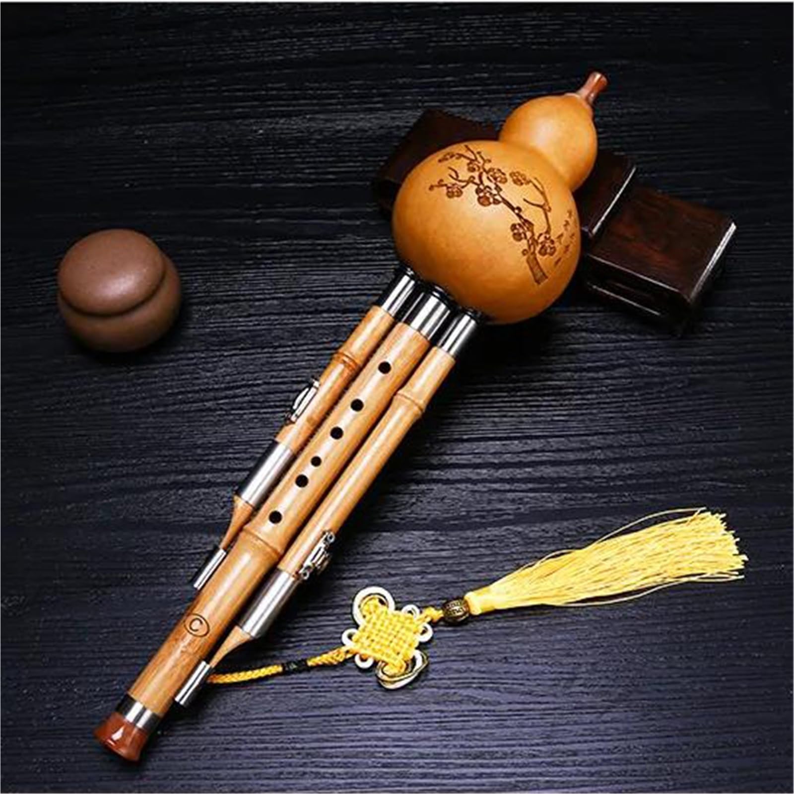 Hulusi Pour Les Débutants Nanzhu Bambou Trois Tons Hulusi C Ton BB Ton Adulte Débutant Naturel Hulusi Flûte Instrument À Vent Avec Étui(D)