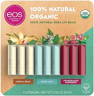 Evolution of Smooth Organic Lip Balm Care Collection, 9 Pack - Vanilla Bean, Sweet Mint, Pomegranate Raspberry - Moisturizing
