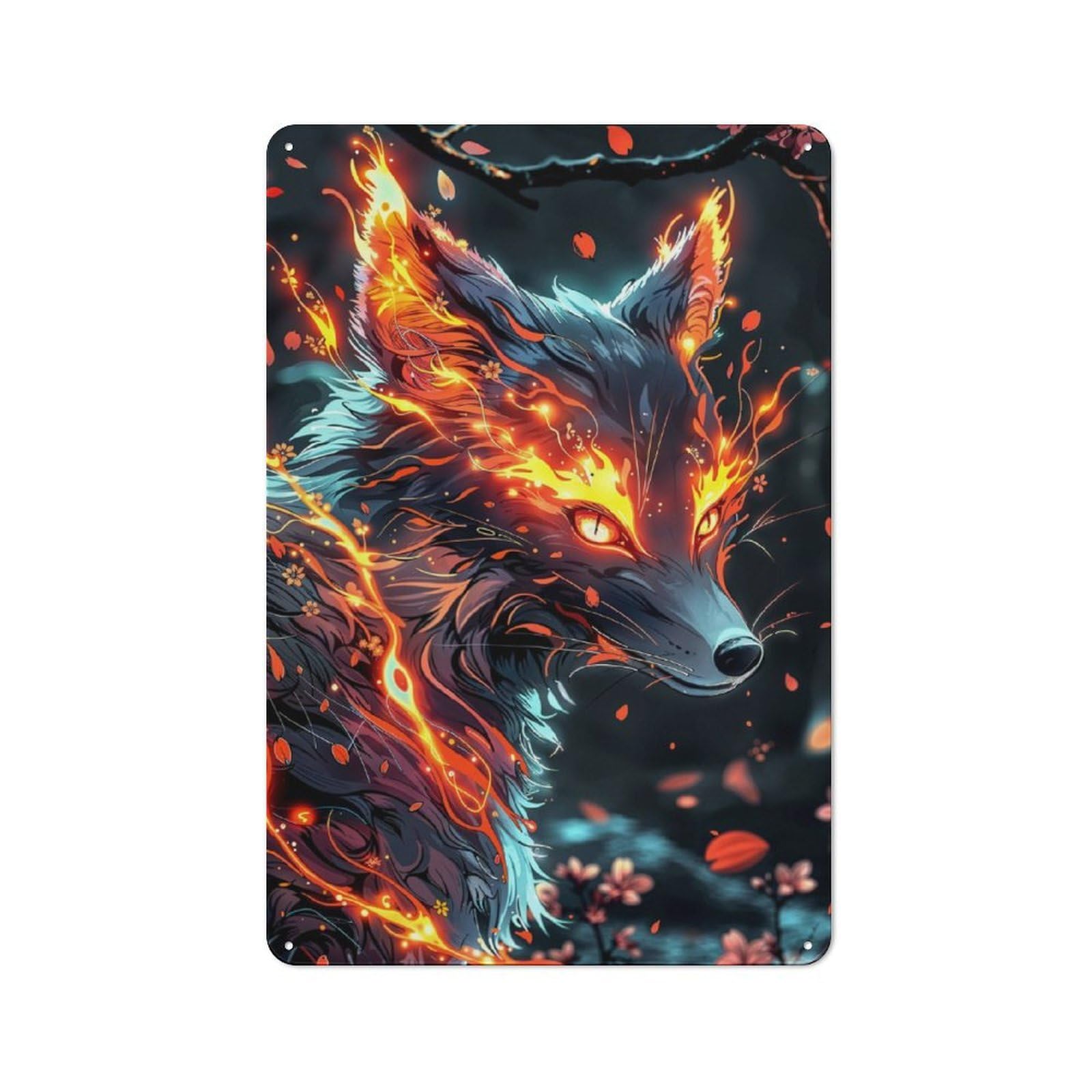 Junmoney Fairy Neon Fox Rustic Metal Plaque 30X20cm For Guest Room Or Hallway, For Home Interiors, Feature Walls And Decorative Displays