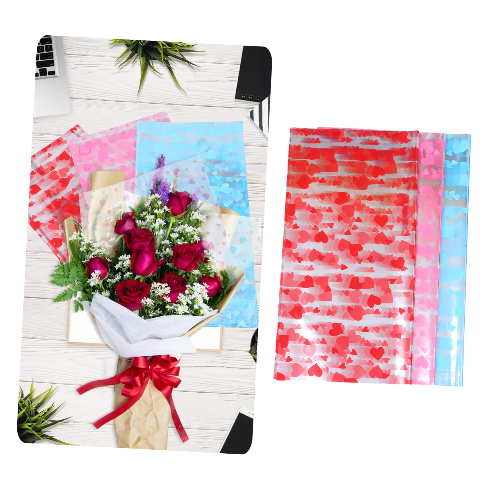 MAGICLULU 3packungen Herz-geschenkpapier Mit Blumenmuster Diy-geschenkpapier Blumenverpackungen Für Zuhause Und Partys