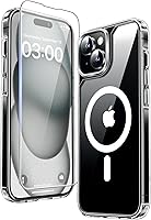 Vista 143 de TAURI Funda magnética 5 en 1 diseñada para iPhone 14 para iPhone 13, [compatible con MagSafe] con 2 protectores de pantalla + 2 protectores de lente