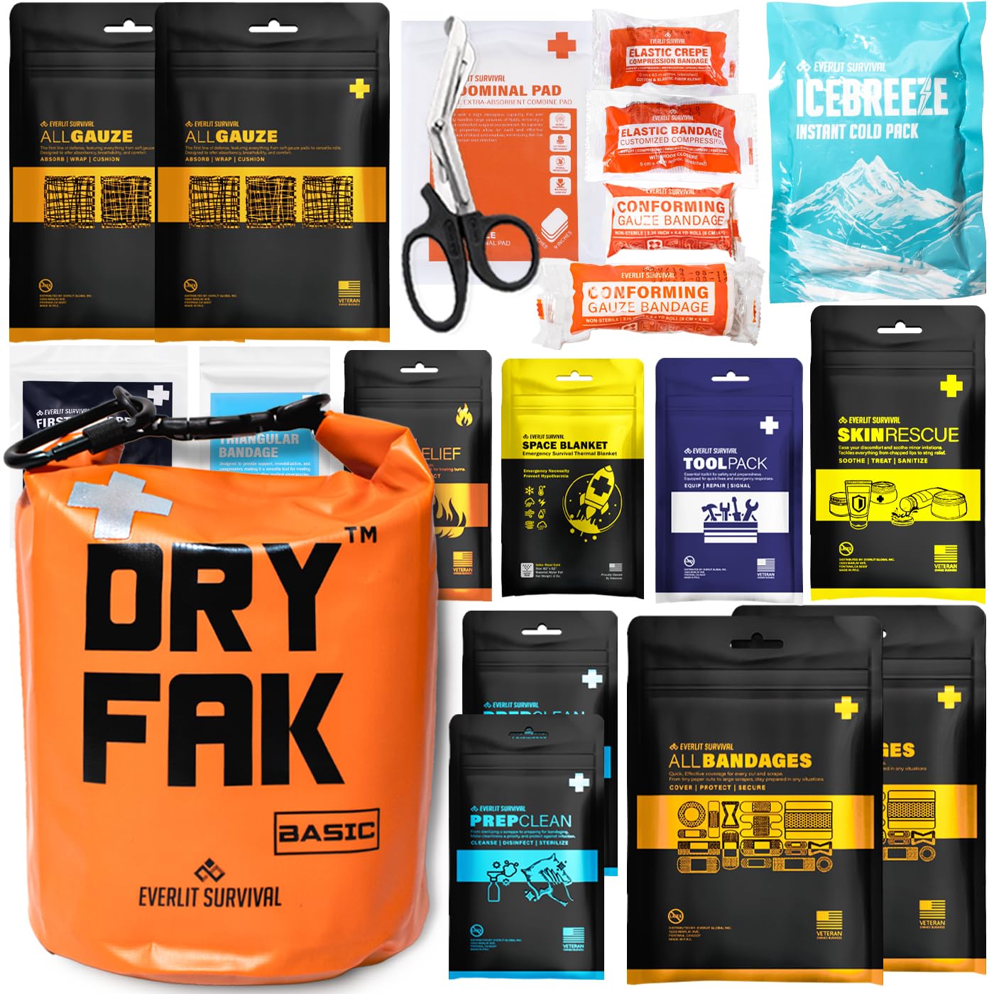 Amazon.com: EVERLIT 290 Pc Waterproof First Aid Kit Dry FAK
