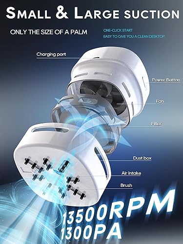 Vista 10 de IGOKOTI Mini aspiradora de escritorio, aspiradora de teclado de carga USB con patrón, mini aspiradora desmontable y portátil para escritorio