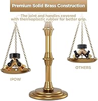 Vista 4 de IPOW Brass Heavy Duty 2 Way Y Valve Garden Hose Splitter Adapter High Flow Spigot Splitter + 6 Rubber Hose Washers with Comfort Grip Use