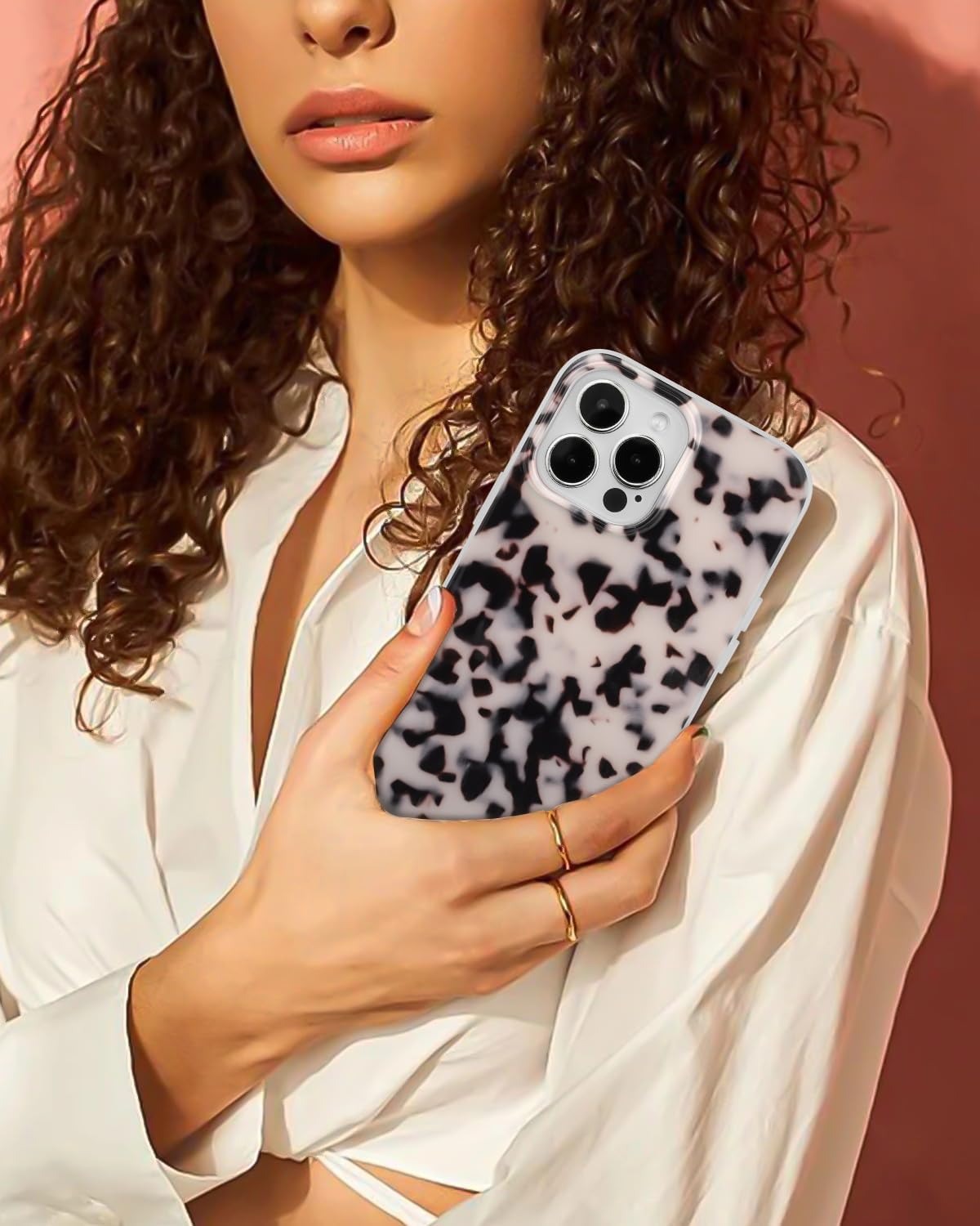 SCORPIFY for iPhone 14 Pro Max Case [Compatible with MagSafe] with Pink Tortoise Shell Design, Cute Brown Magnetic Phone Cover for Women Girls, Slim Shockproof Bumper with Stylish Pattern - Image 4