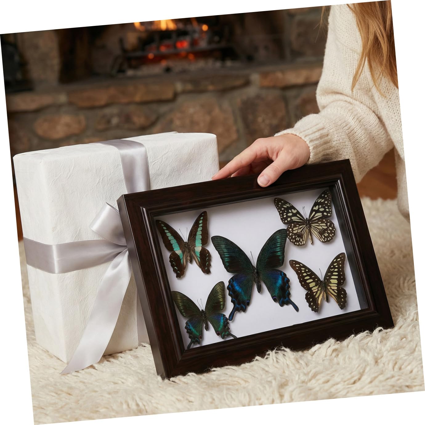 KOMBIUDA Marco de Madera para Mariposas con Espécimen Real, Decoración de Pared y Escritorio, Accesorio para Fotografía, Adecuado para Coleccionistas y Decoración de Sala de Estar