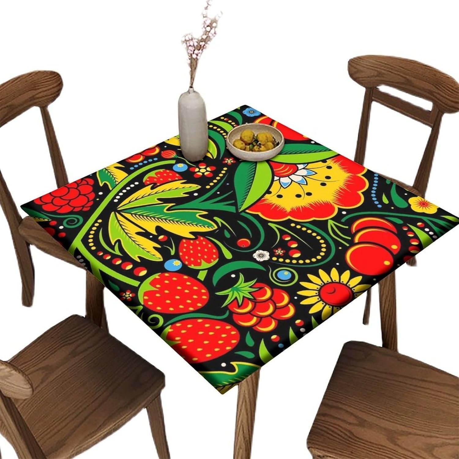 Nappe de table marbrée rouge boho en polyester durable 30x30