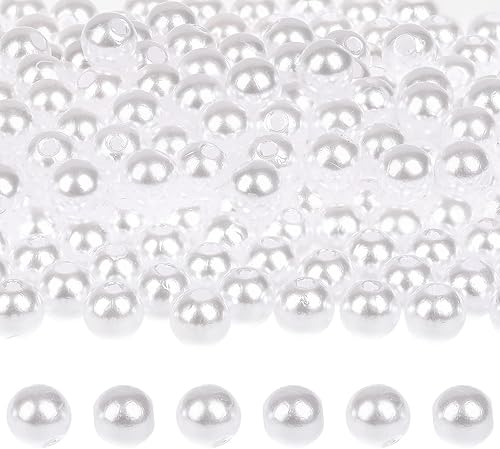 Miniatura 1 de 2000 cuentas de perlas de 0.157in (0.157in), perlas redondas sueltas con agujeros para costura, manualidades, decoración, pulseras, collares, joyería