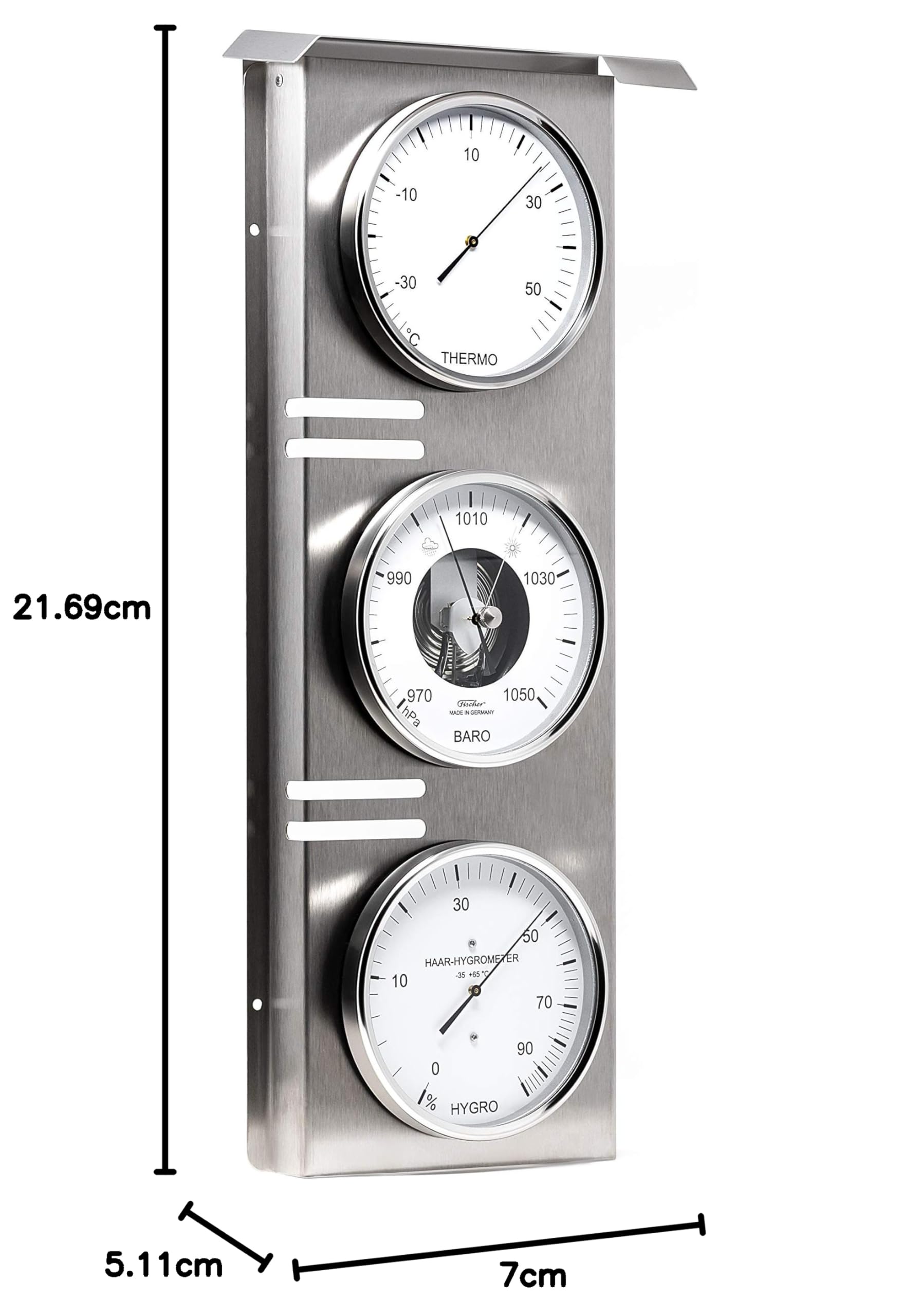 Fischer Station météo extérieur avec baromètre Ouvert, thermomètre et hygromètre à Cheveux