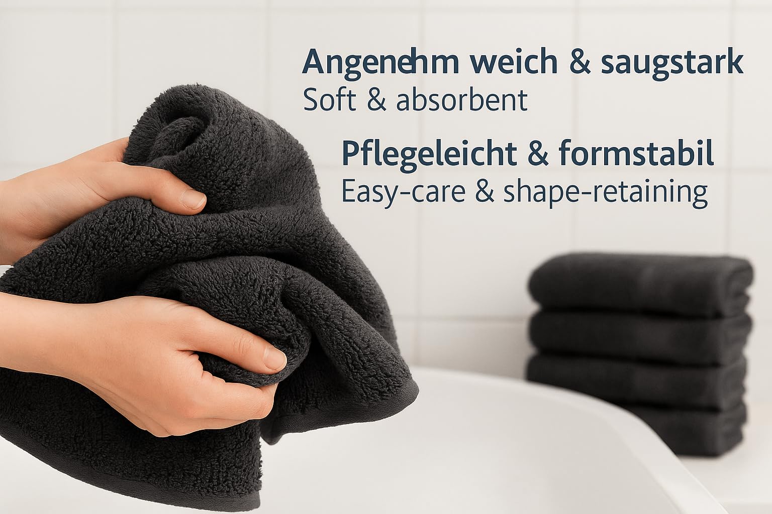 Betz Lot de 6 Serviettes de Toilette Palermo Taille 50x100 cm 100% Coton Couleur Anthracite