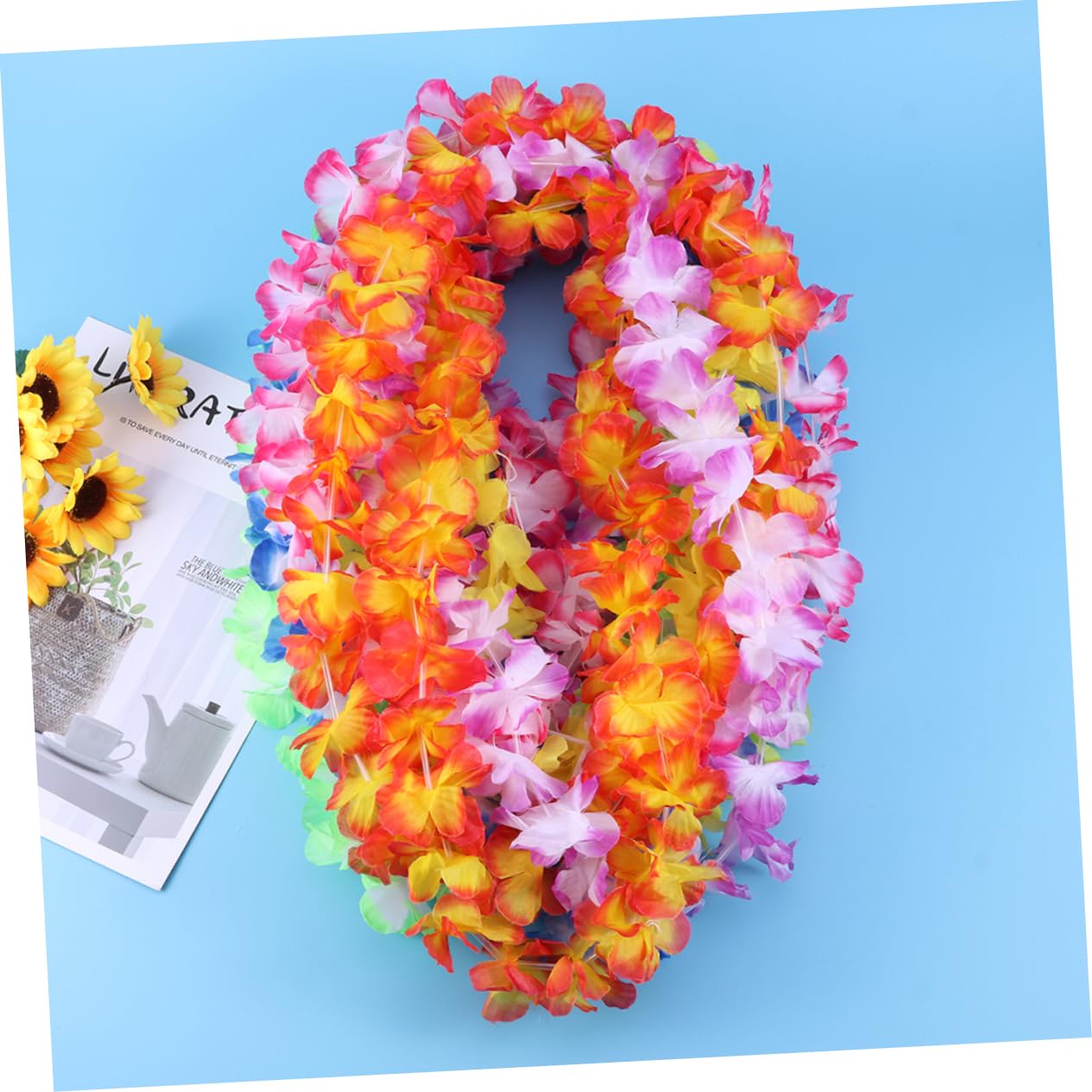 Cabilock 20 Piezas Hawaii Leis Guirnalda de Flores de Hawaii Collar Hula Diadema de Flores Hawaianas Favores de Fiesta en Hawaii Hawai Guirnalda Colgante de Cuello Hawaii