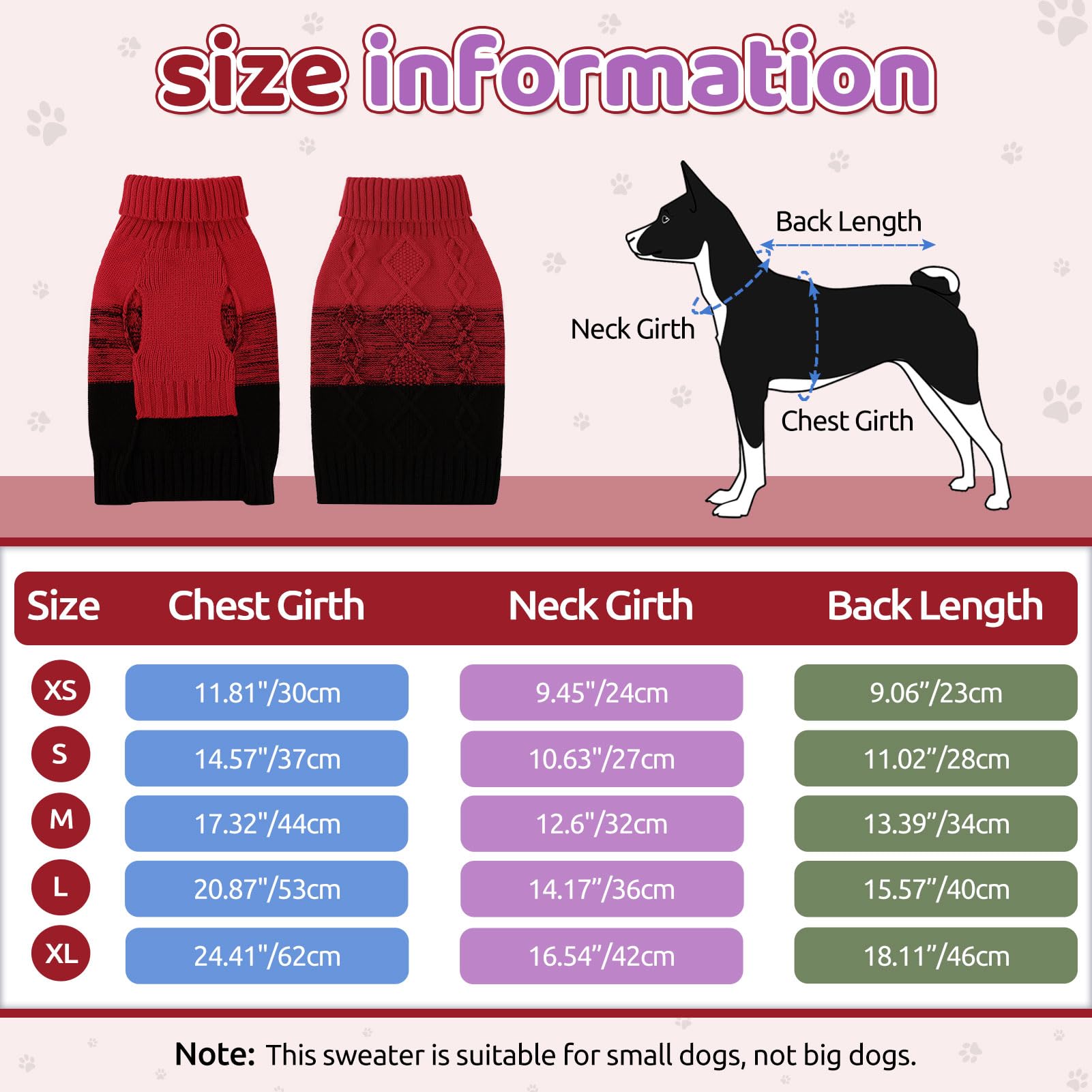 ASENKU Warm Dog Sweater for Small Medium Dogs,Pet Sweaters for Fall Winter Dog Clothing,Thicked Pullover Puppy Cat Turtleneck Sweater for Doggie Chihuahua Clothing - Image 3