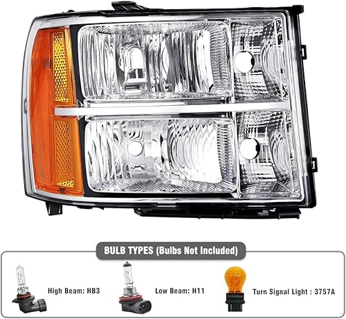 Miniatura 3 de Conjunto de faros delanteros compatible con GMC Sierra 1500 2007-2013, GMC Sierra 2500HD 3500HD 07-14, repuesto para faros delanteros izquierdo y