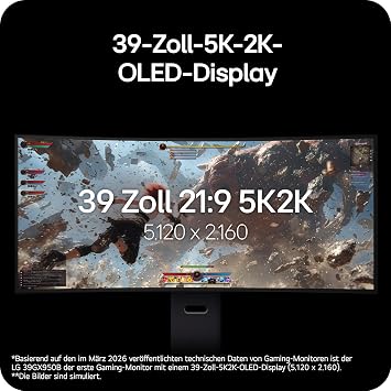 LG Ultragear™ 39GX950B-B 39 Inch 21:9 Curved 5K2K OLED Gaming Monitor 165Hz/330Hz Dual Mode AI Upscaling DisplayHDR True Black 500 AMD FreeSync Premium Pro USB-C (90W) Black