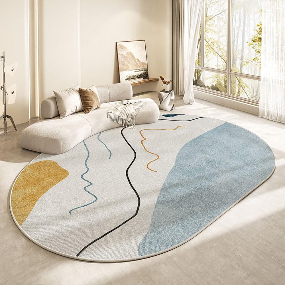 Tapis de salon lavable et grand format style nordique moderne