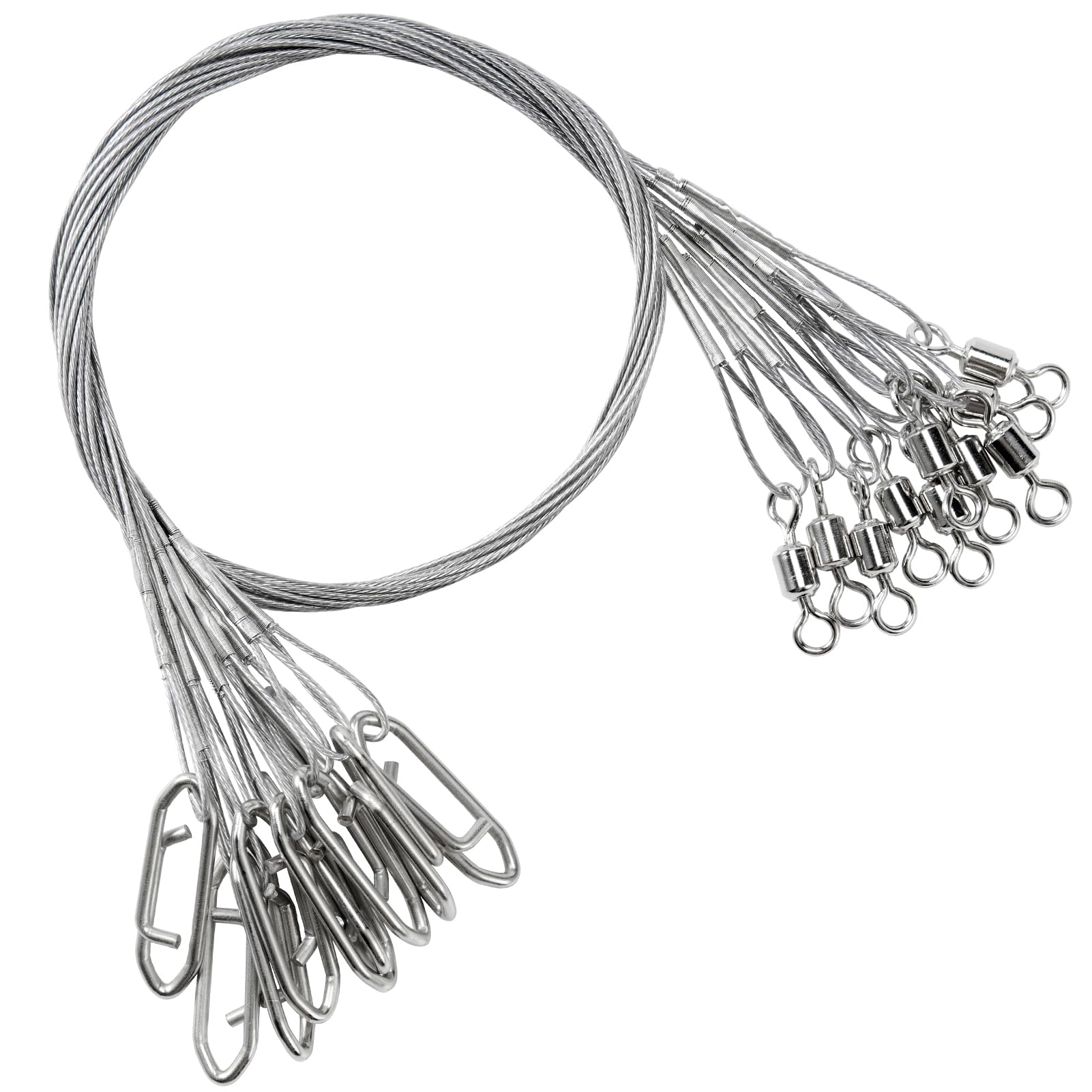 9Tong Steel Rigs Fishing Leaders Wire Stainless Lures Fishing Leader Heavy High Strength Wire Leaders Saltwater White Nickel #4 50lb 11.8in 30pcs