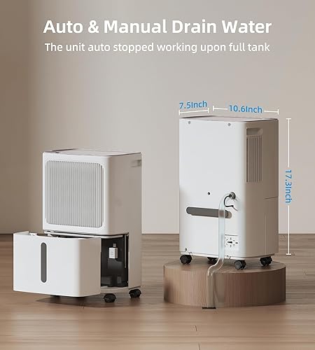 Miniatura 5 de VEAGASO Deshumidificador de 2500 pies cuadrados para sótano, deshumidificadores de 34 pintas para el hogar, habitación grande, drenaje automático o