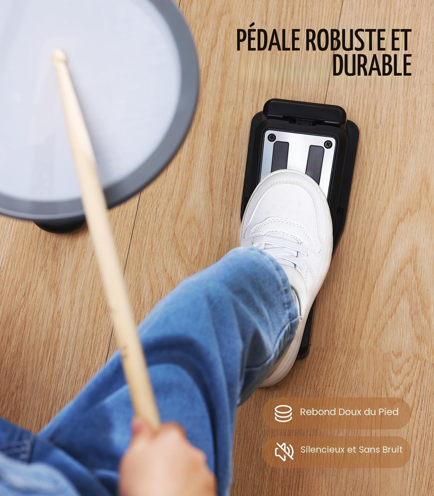 MK-0 Batterie Electronique avec Pads en Maille 7", Cymbales 8", 12 Kits, 68 Sons, USB MIDI, Siège, Baguettes, Casque et 2 Pédales, Convient aux Débutants et aux Enfants