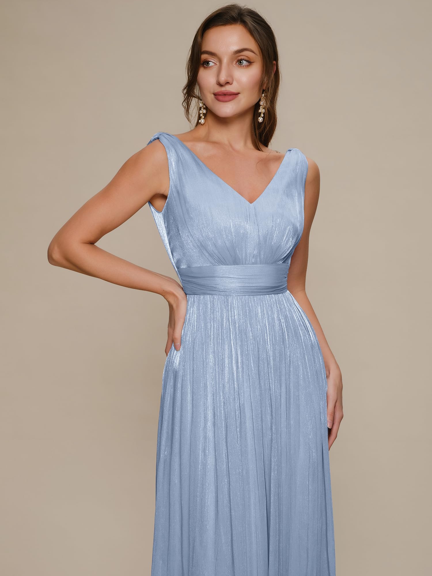 Ever-Pretty Robe Demoiselle d'honneur Élégante Col V sans Manches en Tissu Sea-Island Shine EE02805