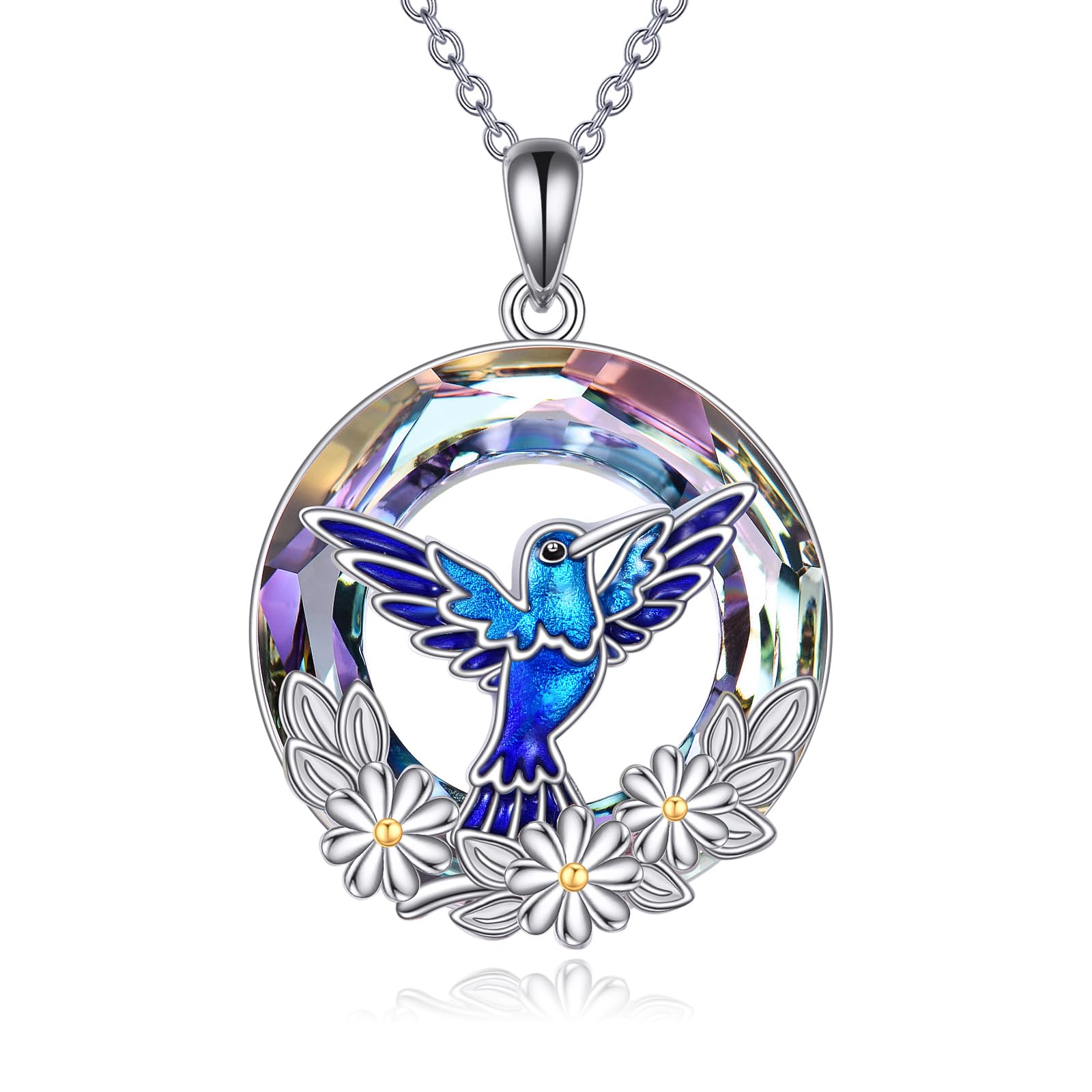 YAFEINI Panda/Fuchs/Waschbär/Kolibri/Frosch/Meerjungfrau Geschenke für Damen Mädchen 925 Sterling Silber Niedlicher Tier Anhänger Halskette Kristall Schmuck Geschenke für Frauen