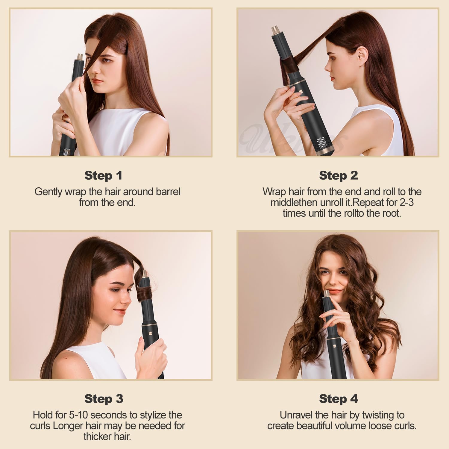 5 in 1 Hair Styler Curler & Air Dryer Brush, Hot Hair Dryer Brush with Auto-Wrap Curlers, Oval Brush & Volumizer, Hair Air Curler, Curling Iron Hair Styling for Straight/Curl/Dry/Smooth