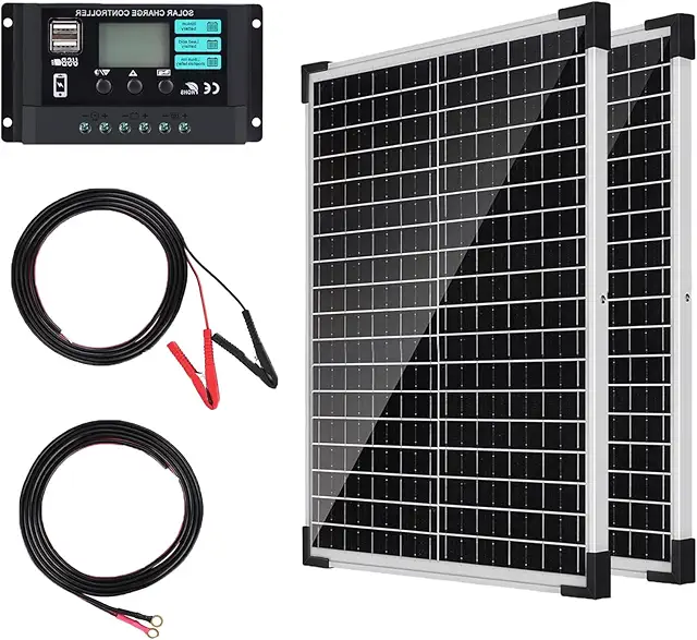 Kit de Paneles Solares Fotovoltaicos de 50W 12V con Controlador de Carga para Camping