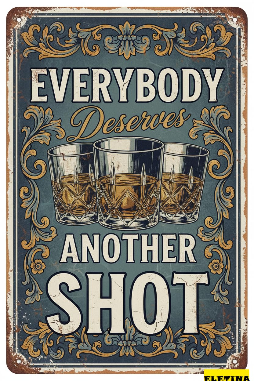 Personalized Sign for Man Cave Vintage Metal Wall Art Funny Bar Everybody Deserves Another Shot Wall Decor Bar Pub Garage Hotel Diner Cafe 8x12inch Private Property Decorative