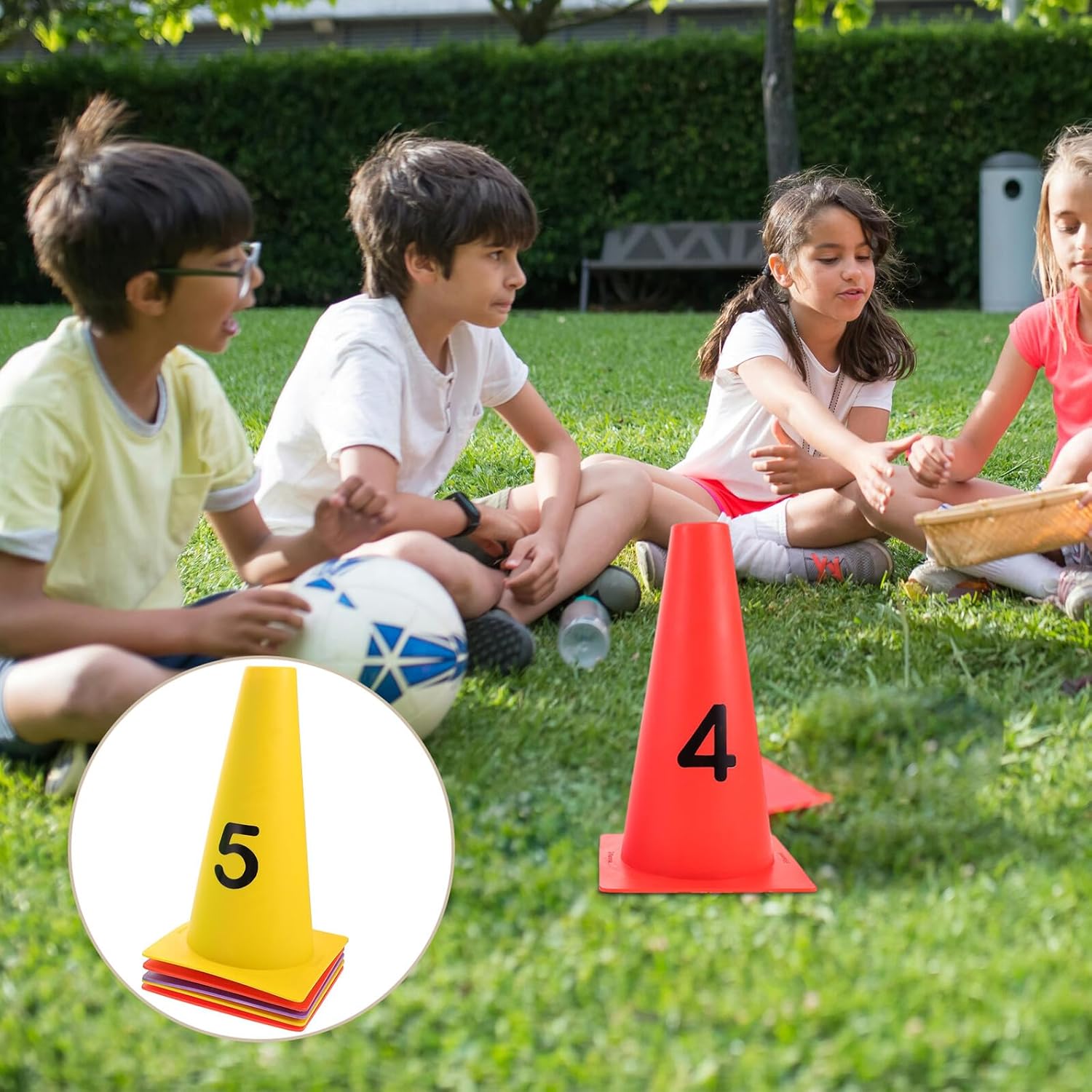 Numbered Sports Training Cones 6pcs, 30cm Soft Surface Markers for Soccer Basketball Drills, Low-Profile Field Marking Equipment for Outdoor Sports Practice and Agility Training