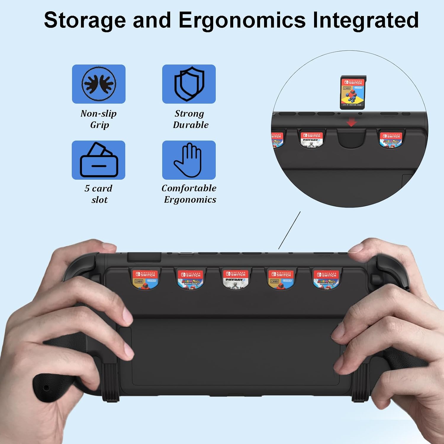 LEPEYMDA Console Grip for Switch 2 (2025), Durable Ergonomic Grip with 5 Game Slots, Perfect for Handeld Mode and Comfortable Playing, Black - Image 2