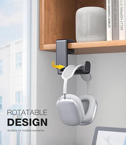 Miniatura 2 de Coolpow Soporte para auriculares para juegos giratorio de 360°: soporte de auriculares de PC para escritorio ajustable con abrazadera para cable
