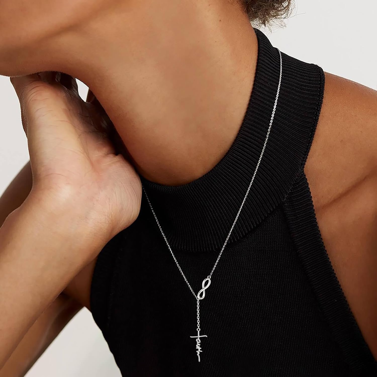 Sariel 925 Sterling Silver Faith Hope Love Infinity Cross Pendant Necklace for Women Christian Birthday Christmas Jewelry - Image 4