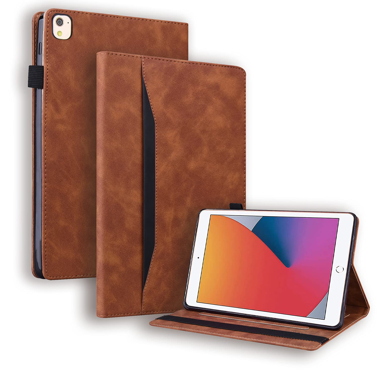 Case for iPad 9th/8th /7th Generation 10.2 Inch 2021/2020/2019 Case PU Leather Cover Lightweight Flip Stand Shell Multi-Angle Viewing Business with Card Holder for iPad Air 10.5 (2019), Brown