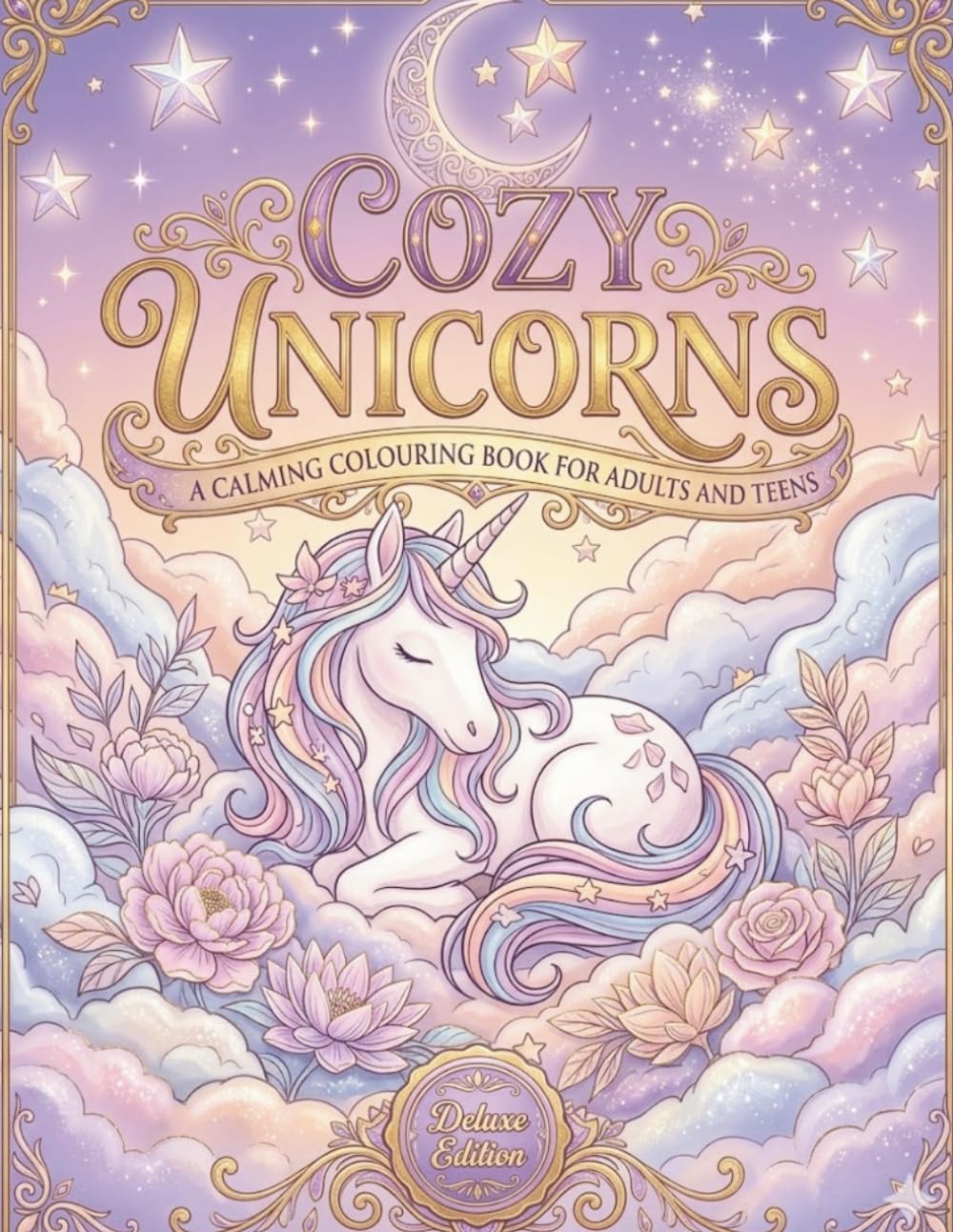 Cozy Unicorns: A Calming Coloring Book for Adults and Teens