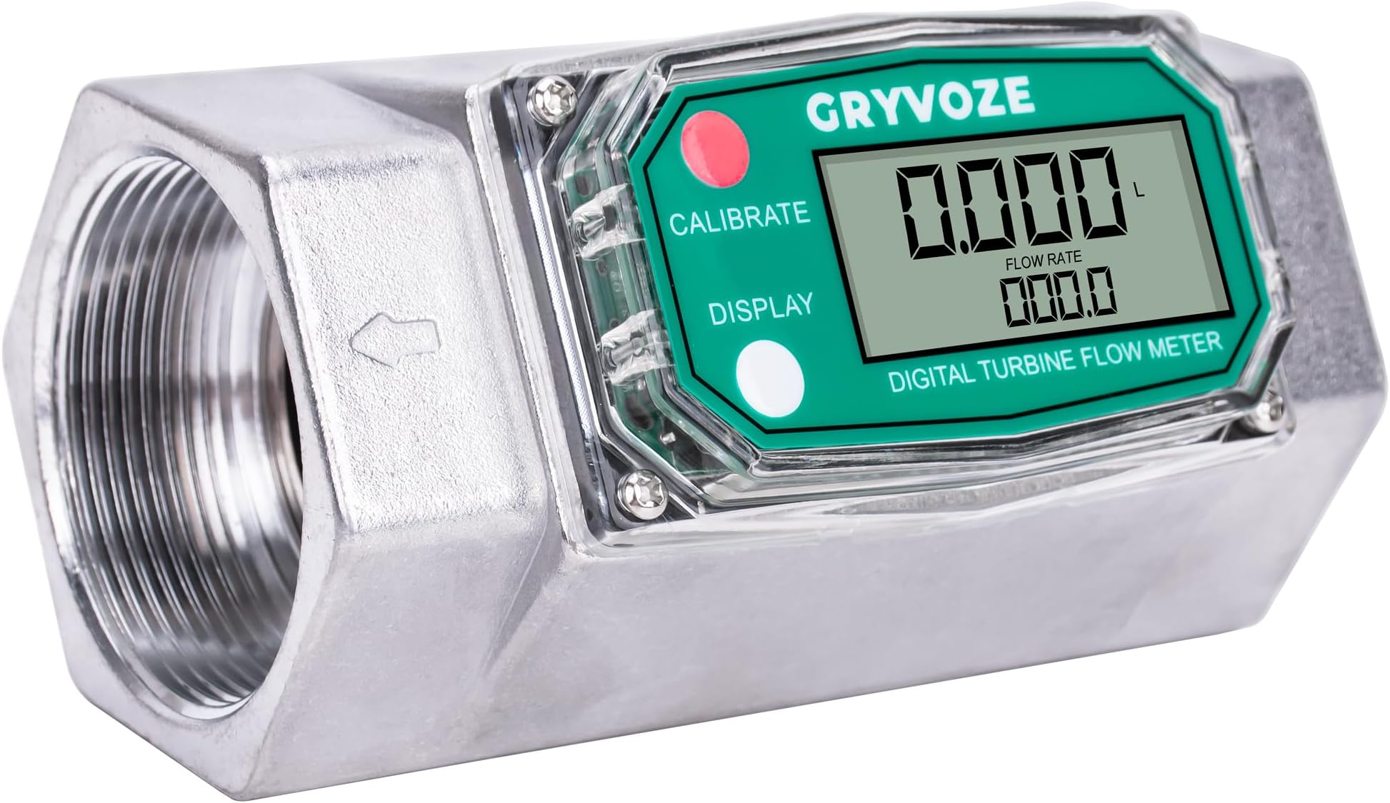 2 Inch Digital Turbine Flow Meter, 15.8-132 GPM Inline NPT Thread Fuel Flowmeter with LCD Display for Water, Diesel, Gas Oil, Gasoline, and Other Liquids - Supports Gallon, QTS, PTS, L, m³