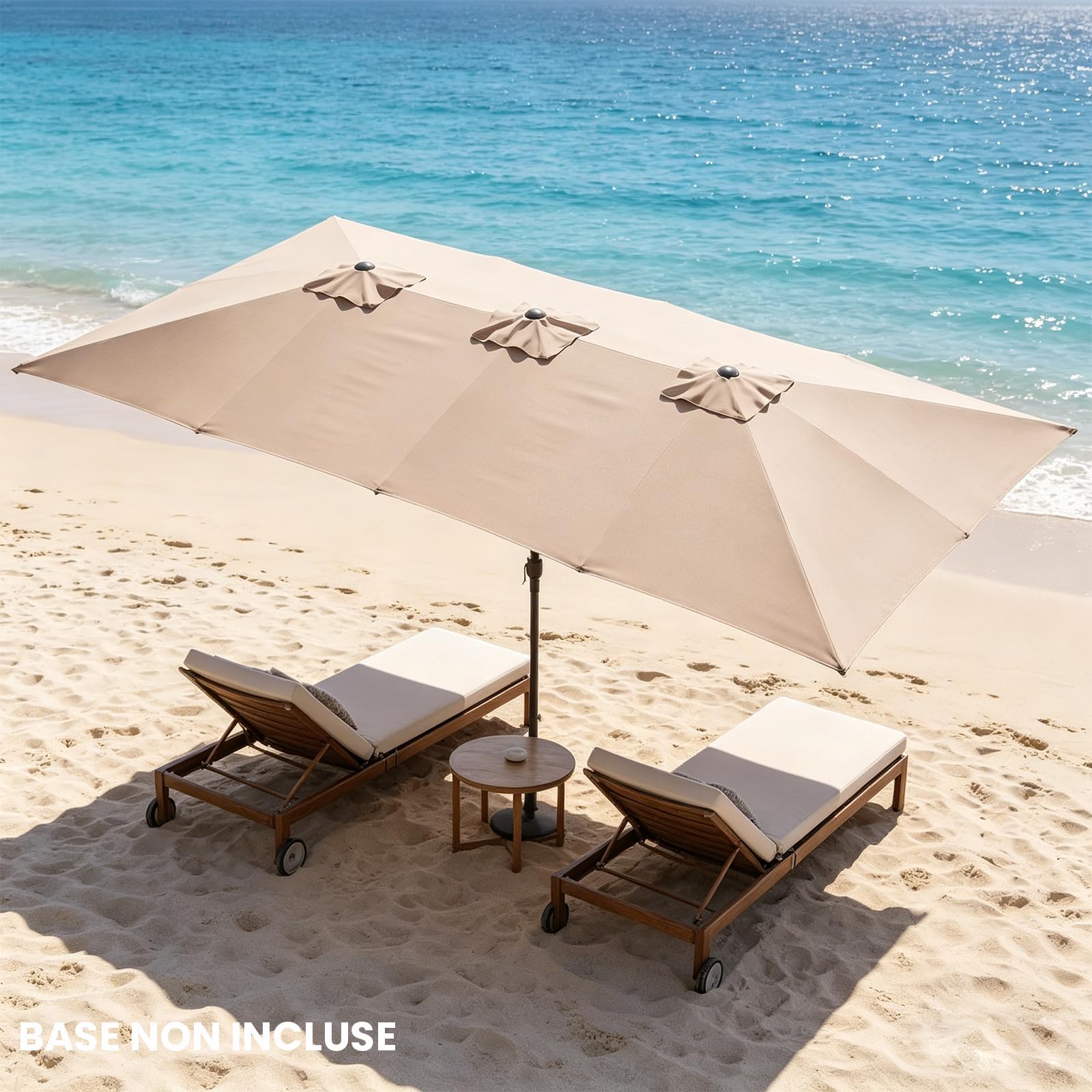 RELAX4LIFE Parasol Double Rectangulaire 4,2X2,6 M, Grand Parasol de Jardin Extérieur pour Terrasse/Piscine/Balcon, 12 Baleines, Structure Métallique, Protection Solaire, Montage Facile