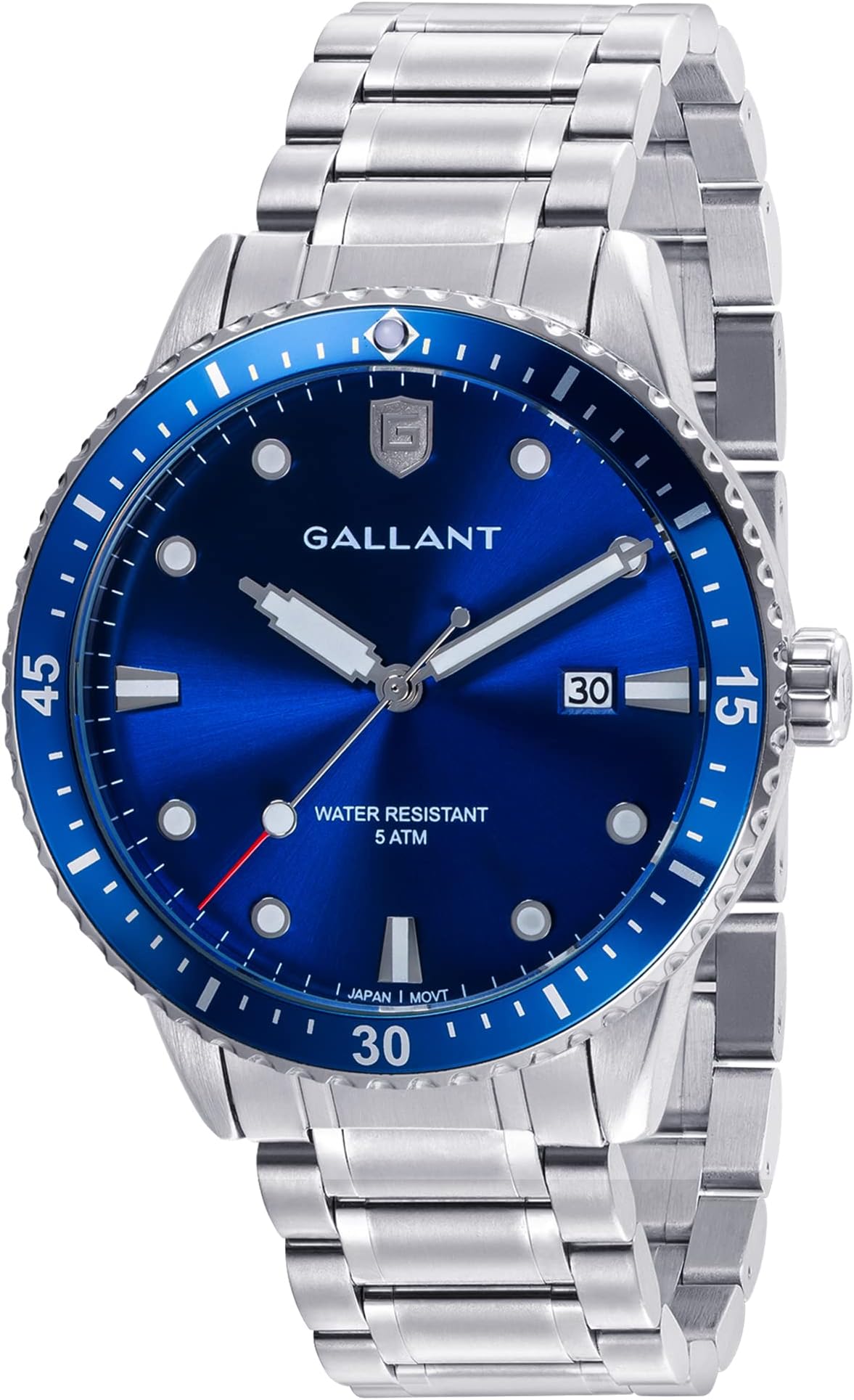 GALLANT Men's Watch Quartz Watch with Stainless Steel Band Silver Wrist Watch for Men Calendar Date Luminous 5ATM Waterproof Watches Business Classic Luxury Gift