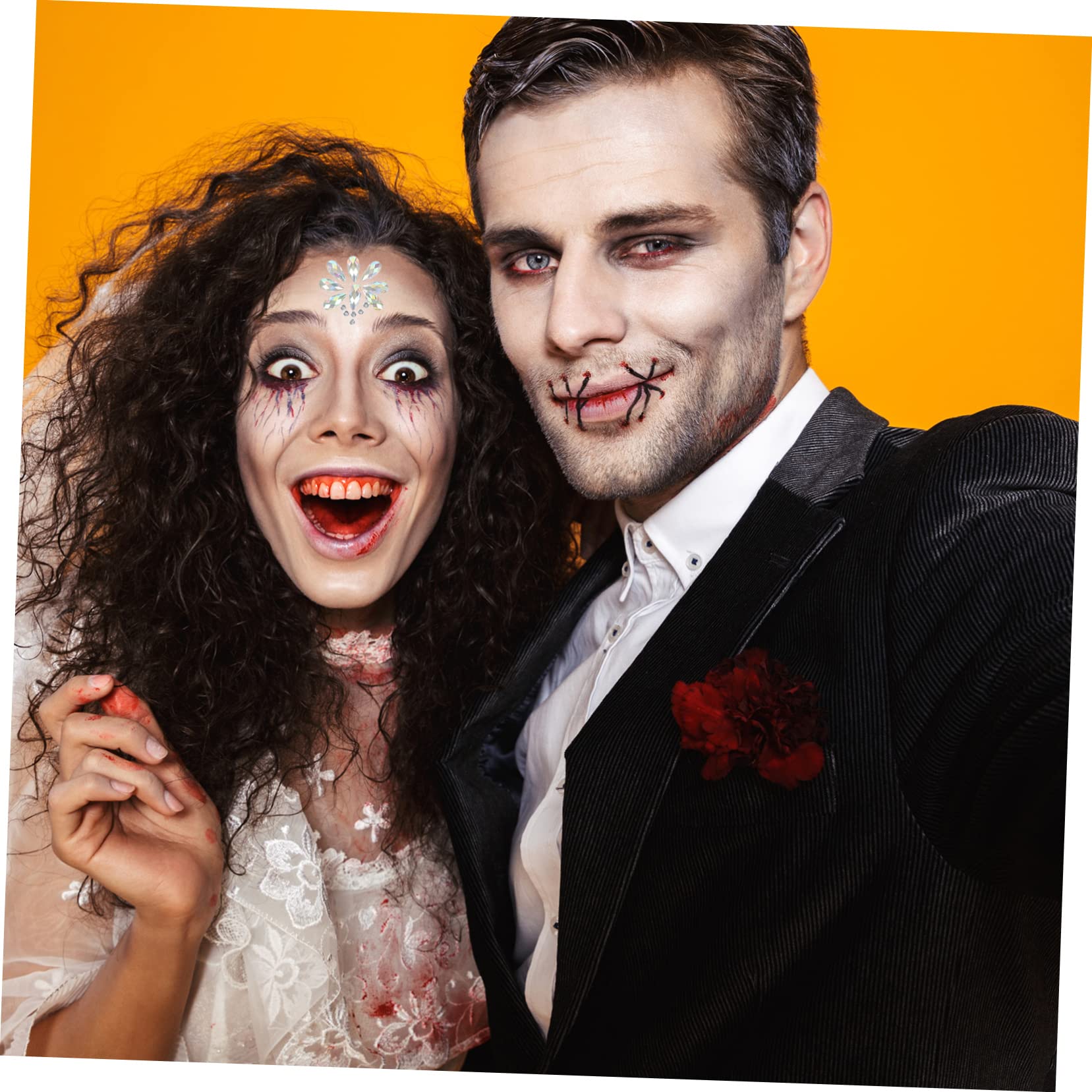 Angoily 10fogli Gemme Per e Strass Per Viso Glitterati Adesivi Per Halloween e Festival Di Musica Facile Applicazione e Rimozione Senza Residui
