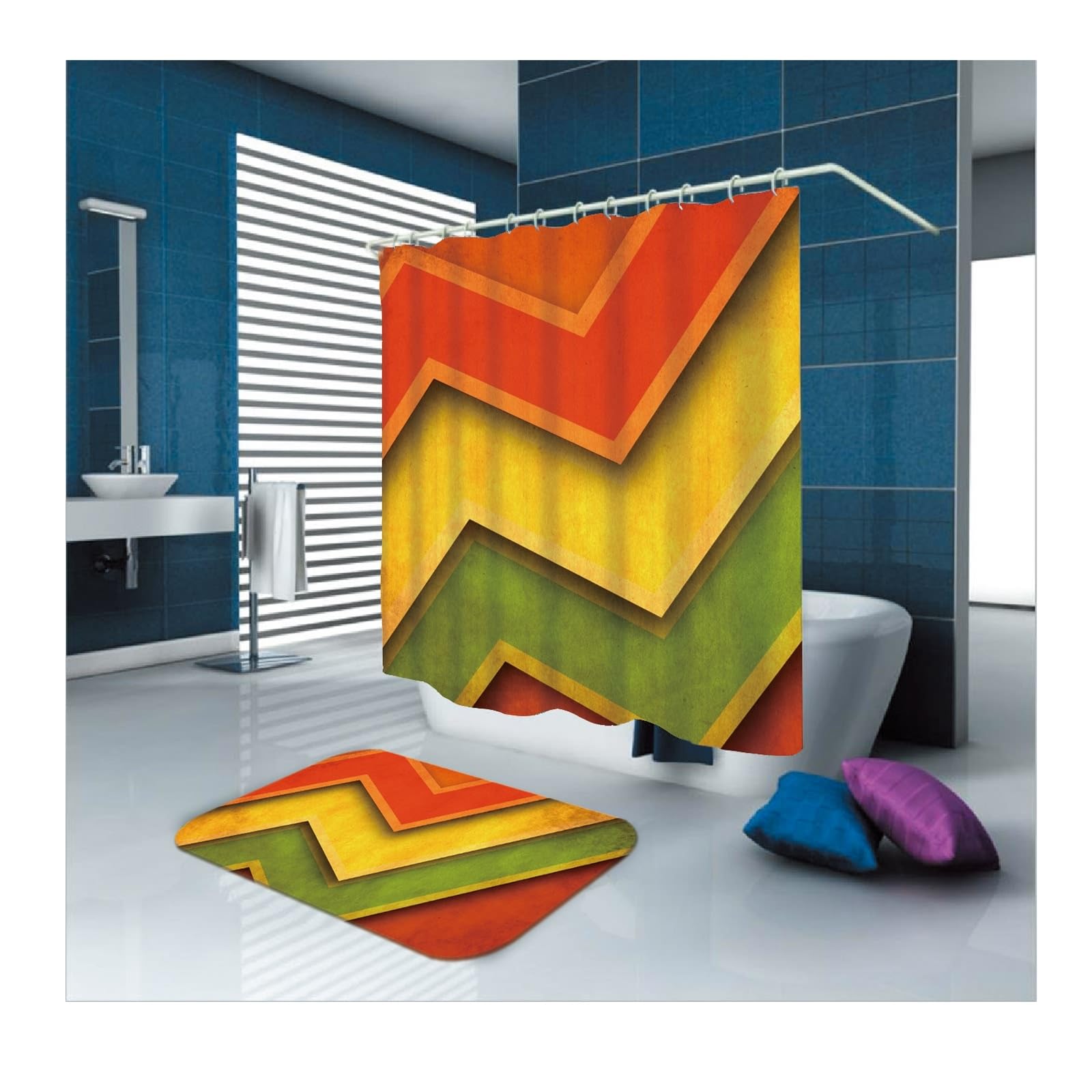 Rideau de douche textile pour baignoire imperméable 165 x 200 cm