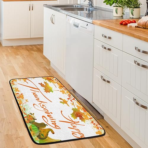Miniatura 6 de Thanksgiving Maple Leaf Pumpkin Kitchen Rugs and Mats, Non Skid Absorbent Resist Dirt Kitchen Mat Runner Comfort Standing Floor Mat 39"x20" for