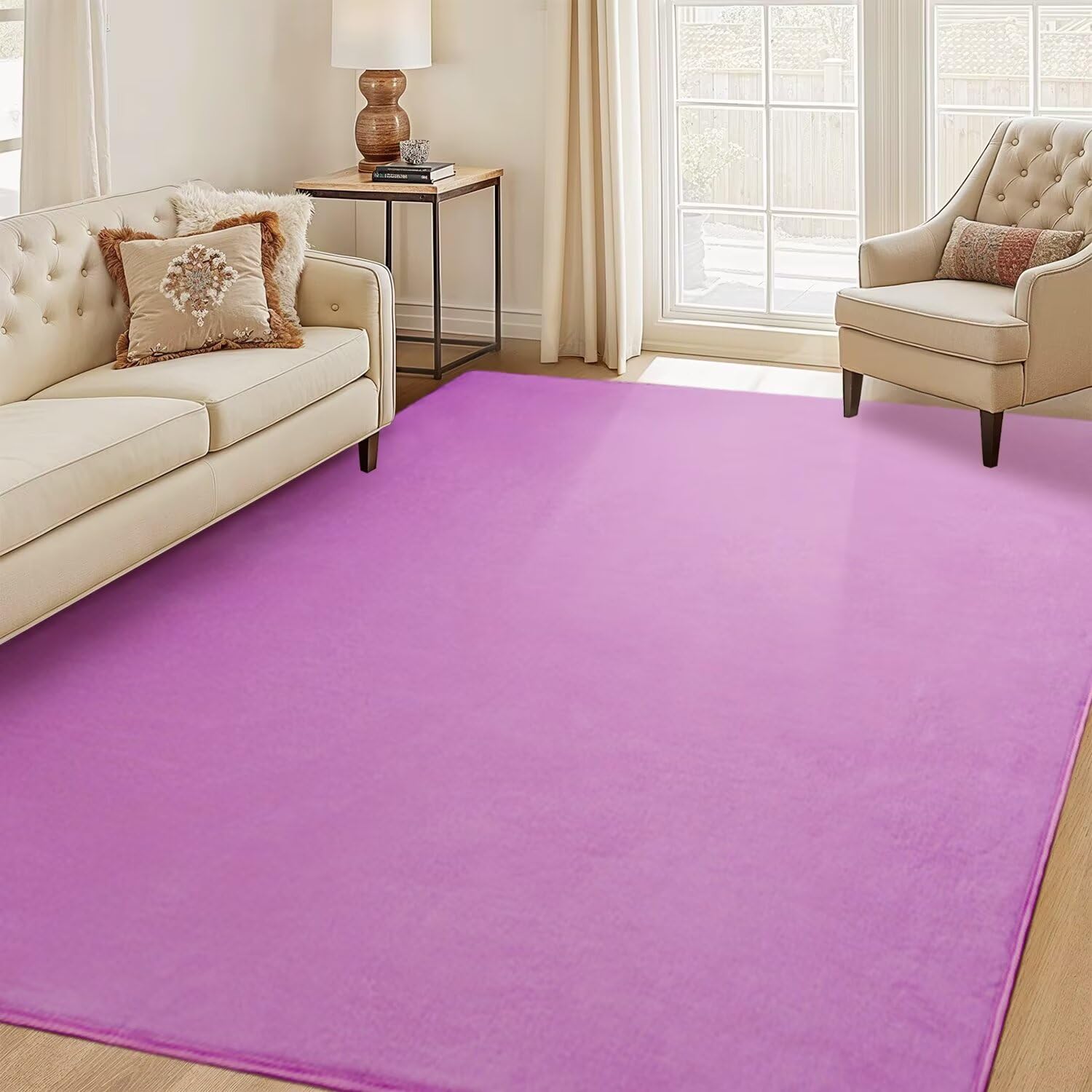 Tapis en velours doux de salon violet clair tapis chambre ado fille 120 x 170