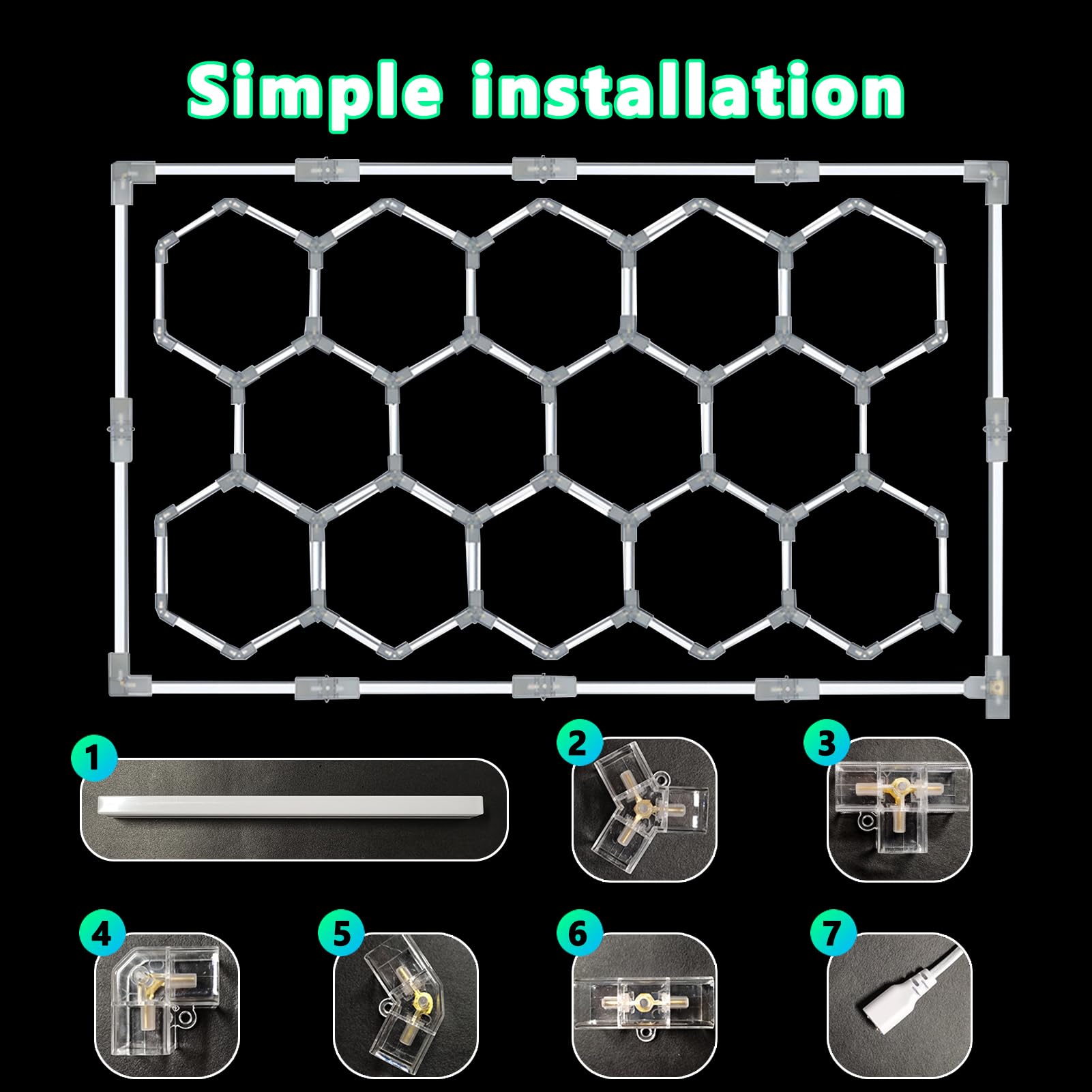 Dimmbar Hexagon LED Garage Light 3000K-6500K 14 Leuchten LED Hexagon Beleuchtung für Garage Werkstatt Showroom Lager Keller Fitnessstudio,A