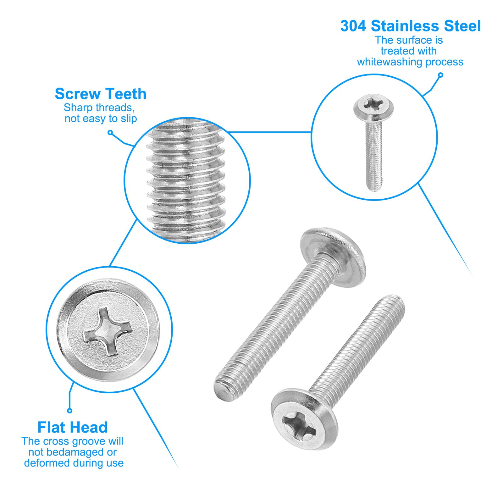 PATIKIL Round Head Phillips Screws, 40 Pack M3-0.5 x 18mm 304 Stainless Steel 18-8 Full Thread - Image 3