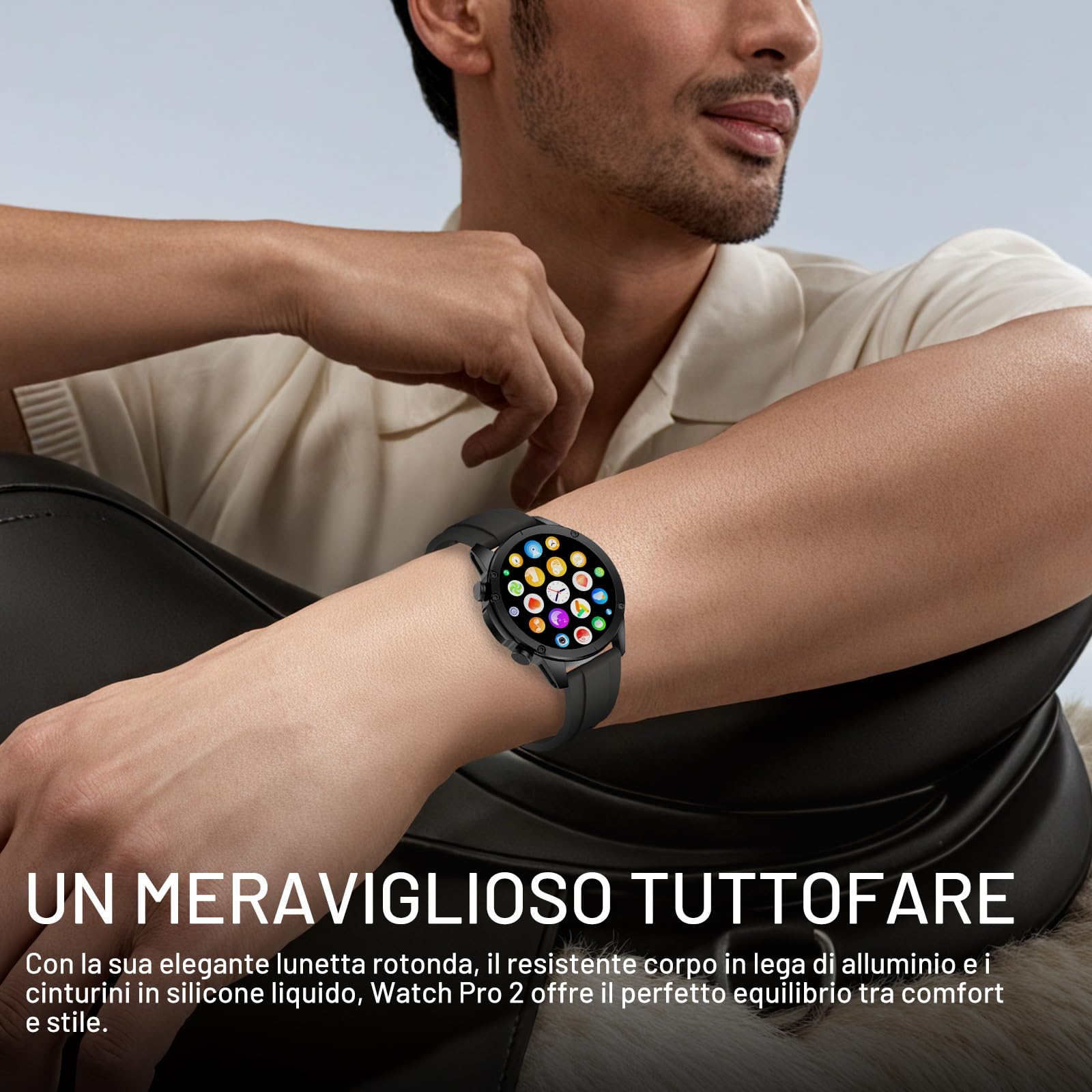 Smartwatch Uomo Militare, 1.43" AMOLED Orologio Smartwatch con Chiamate Bluetooth, 120 Sportive Smart Watch con Contapassi/Sonno/Cardiofrequenzimetro/SpO2, Impermeabil IP68 Smartband per Android iOS
