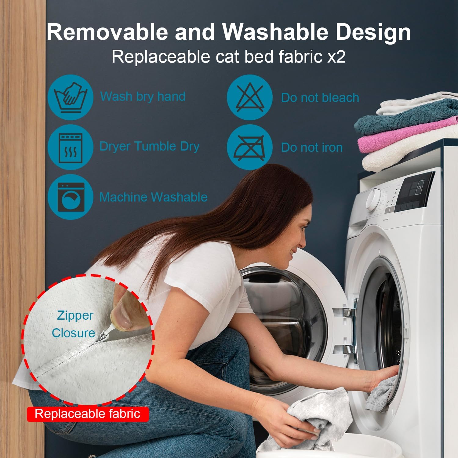 Cat Bed for Desk – Under-Table Cat Hammock with 2 Replacement Beds, Removable Zipper Faux Fur Covers, Easy to Install, Supports Up to 50lbs